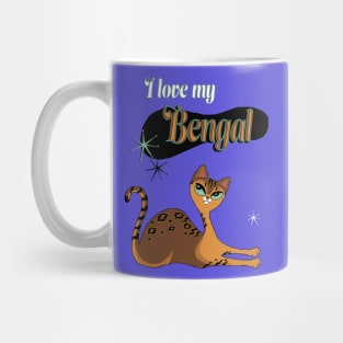 I Love My Bengal Cat Mid Century Mug